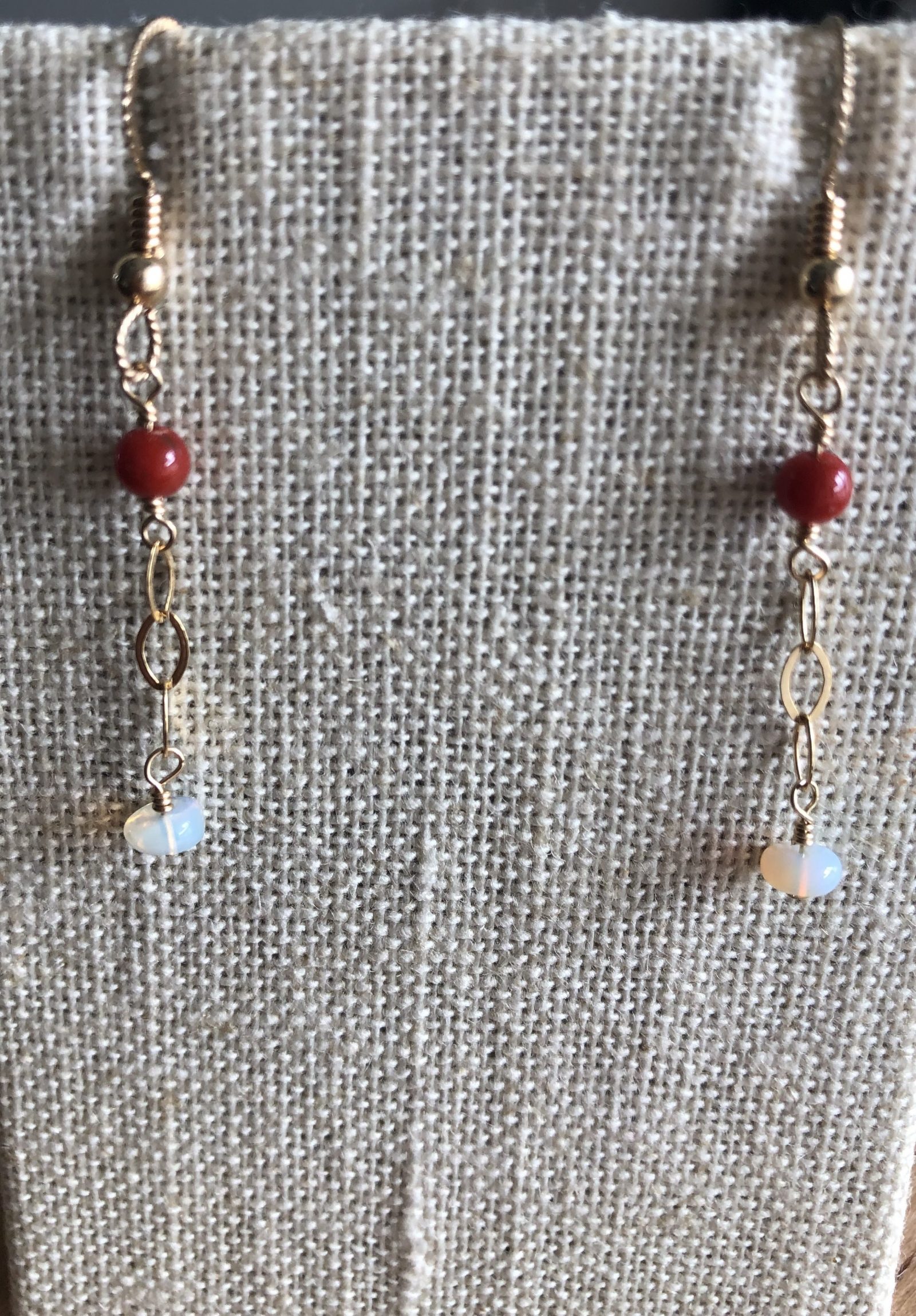 CORAL AND OPAL EARRINGS - Facets of Ritual