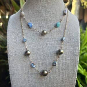 Everyday Turquoise and Pearl stacking necklace