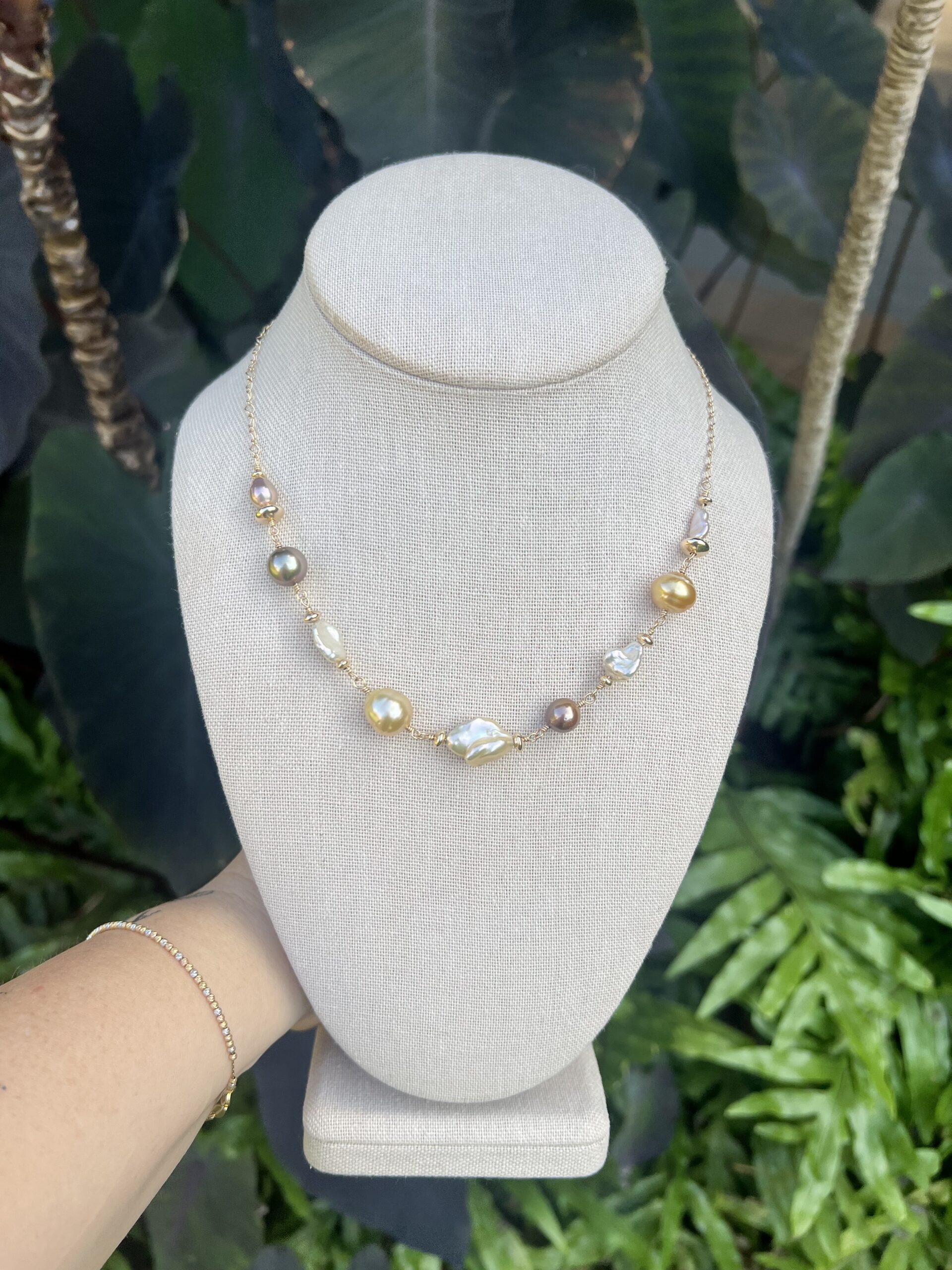 GODDESS 14K and Pearl Necklace