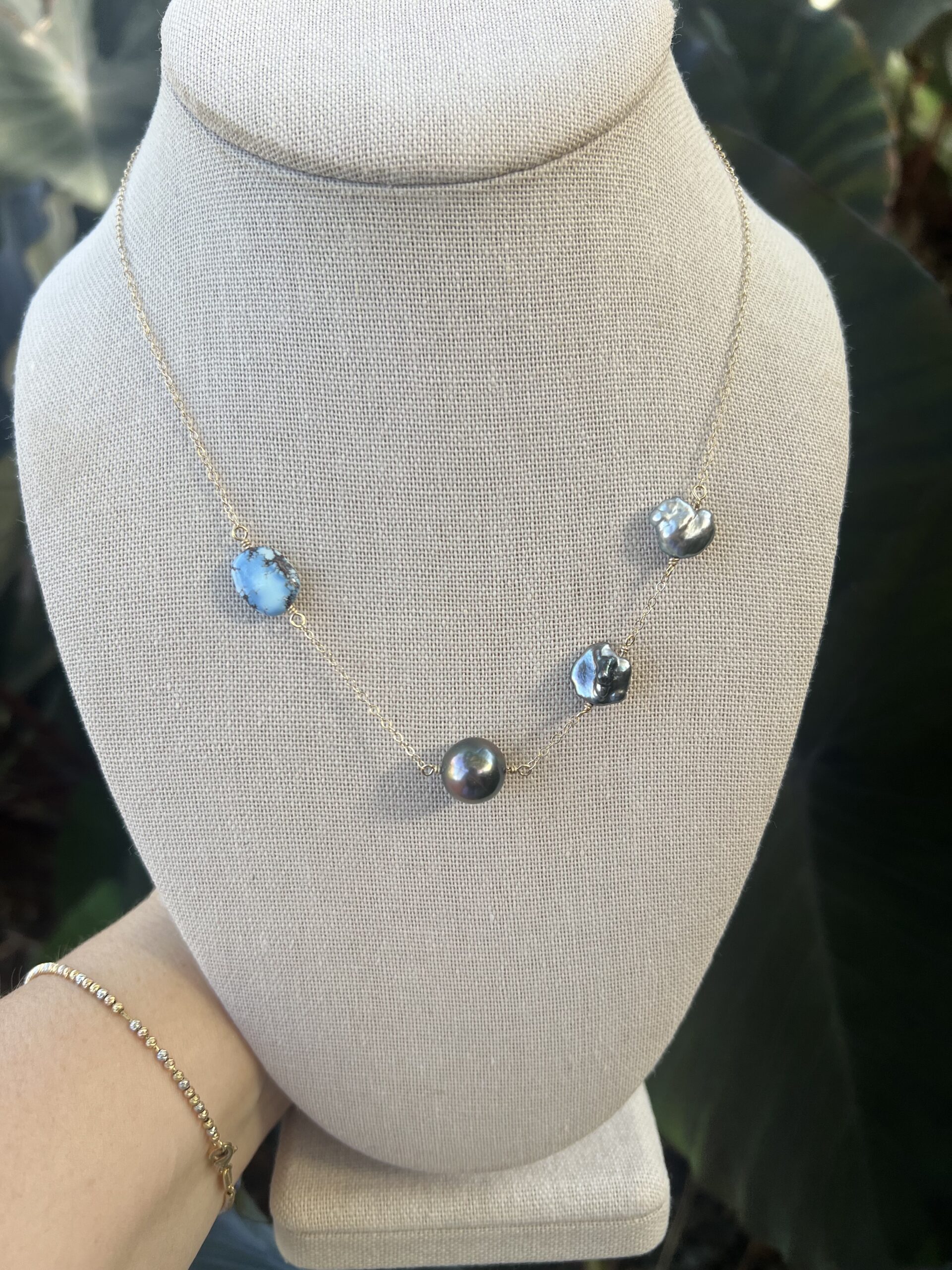 14K Turquoise and Pearl Necklace