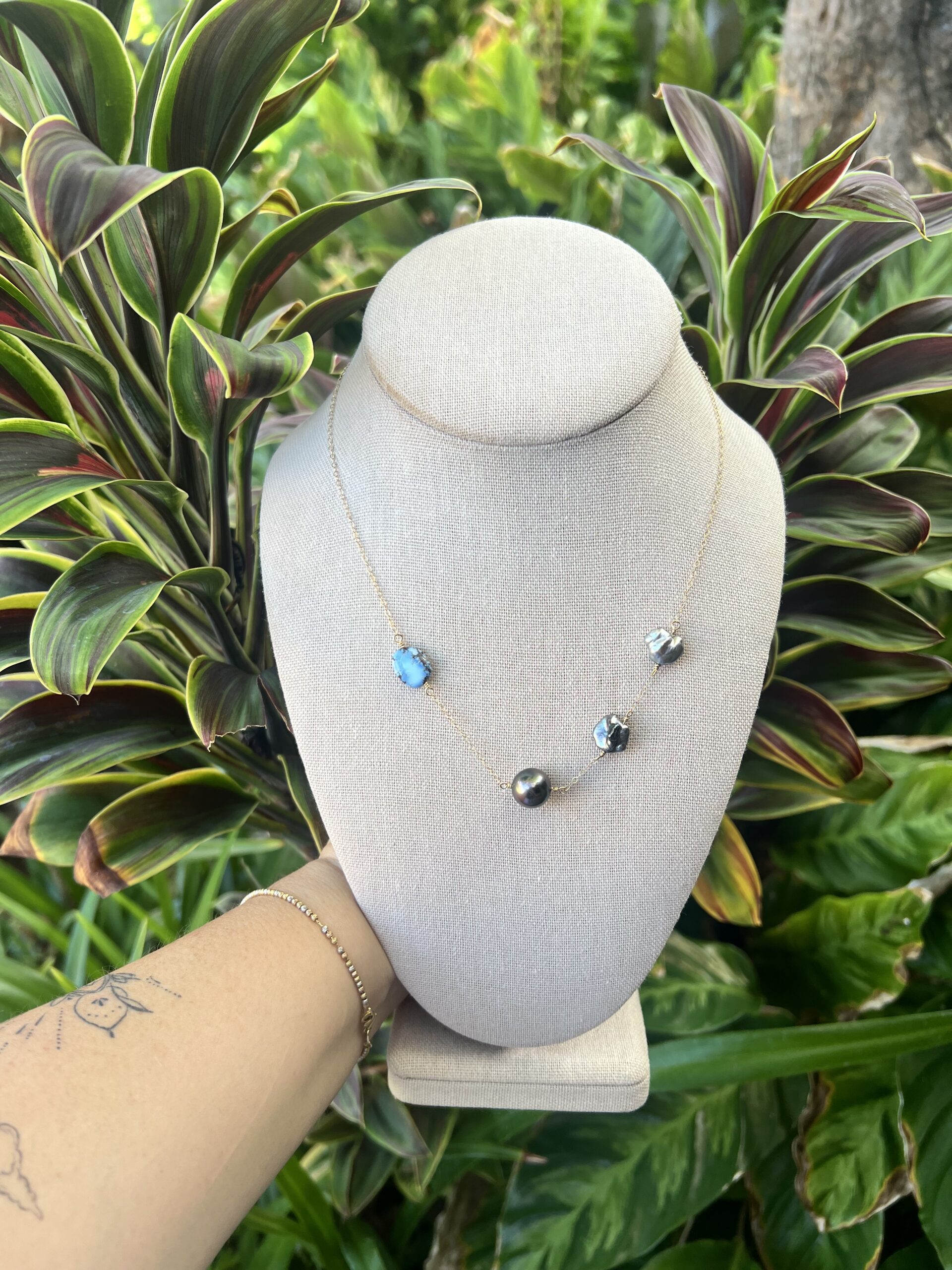 14K Turquoise and Pearl Necklace