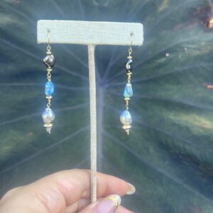 14K Turquoise Pearl Earrings