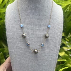 Gold Hill Turquoise and Bronze Tahitian Pearl Necklace