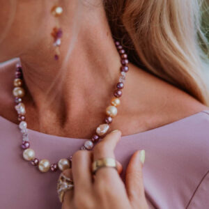 South Sea and Edison pearl strand with Herkimer Diamonds