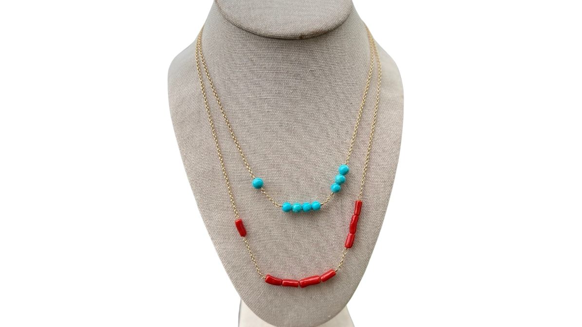 Turquoise and coral necklaces