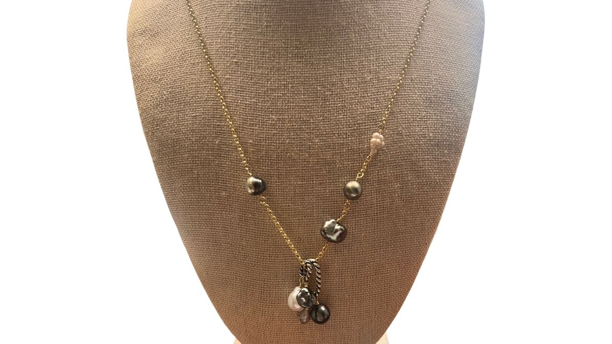 143 Mixed Metal Pearl Necklace