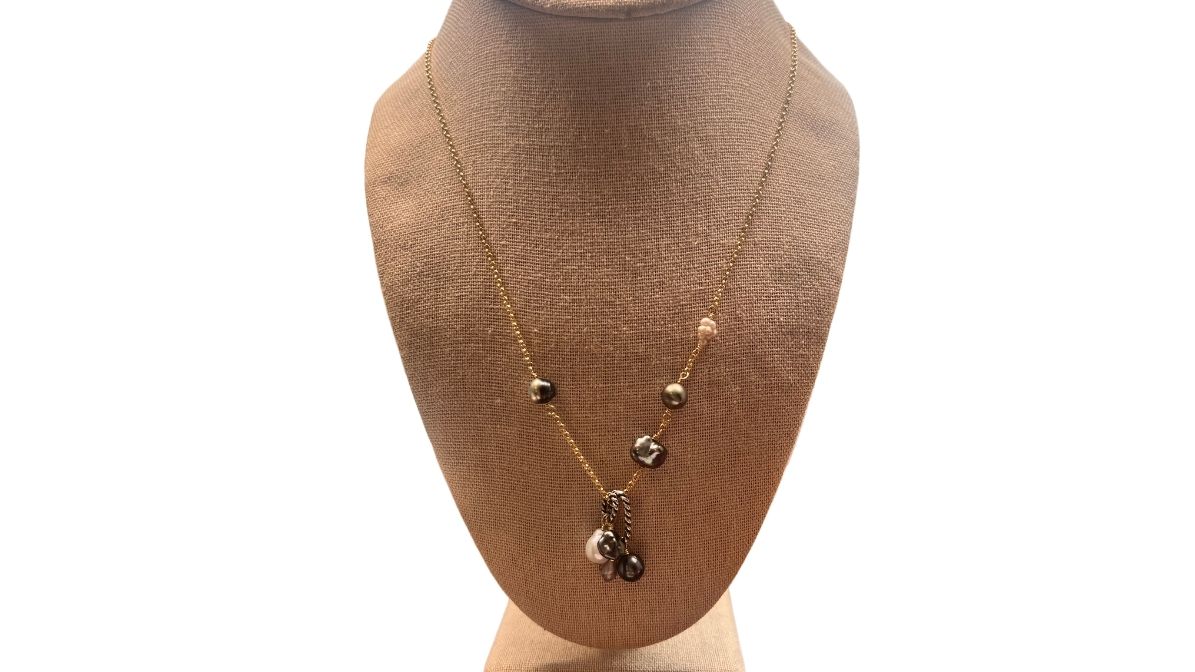 143 Mixed Metal Pearl Necklace