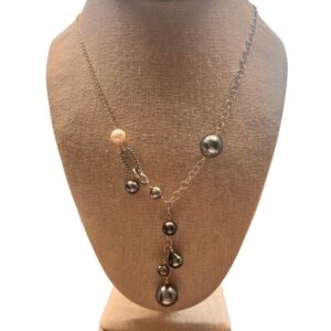 143 Mixed metal y style tahitian pearl drop