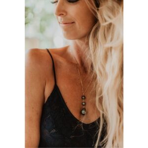 14K Tahitian Pearl triple drop